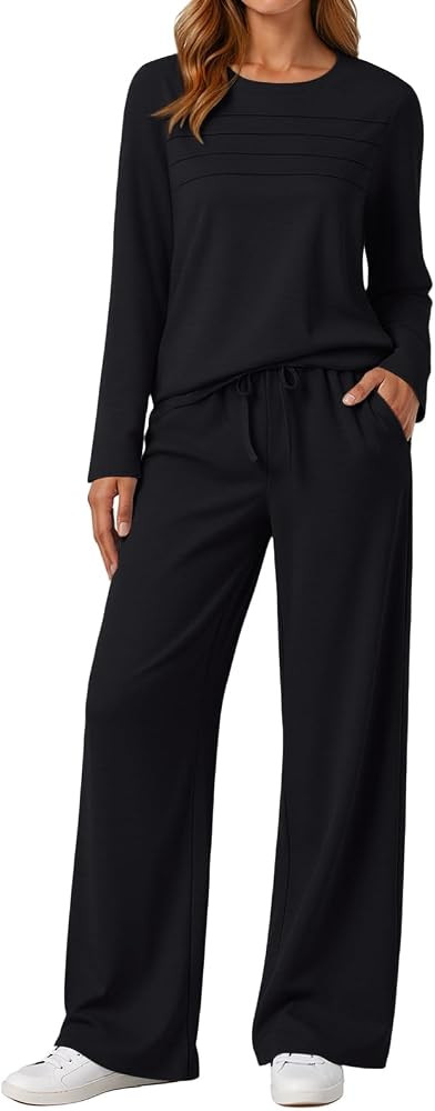 AUTOMET Sweatsuits Women 2 Piece Outfit Fall Airport Lounge Sweat Sets With Wide Leg Pants Track ... | Amazon (US)