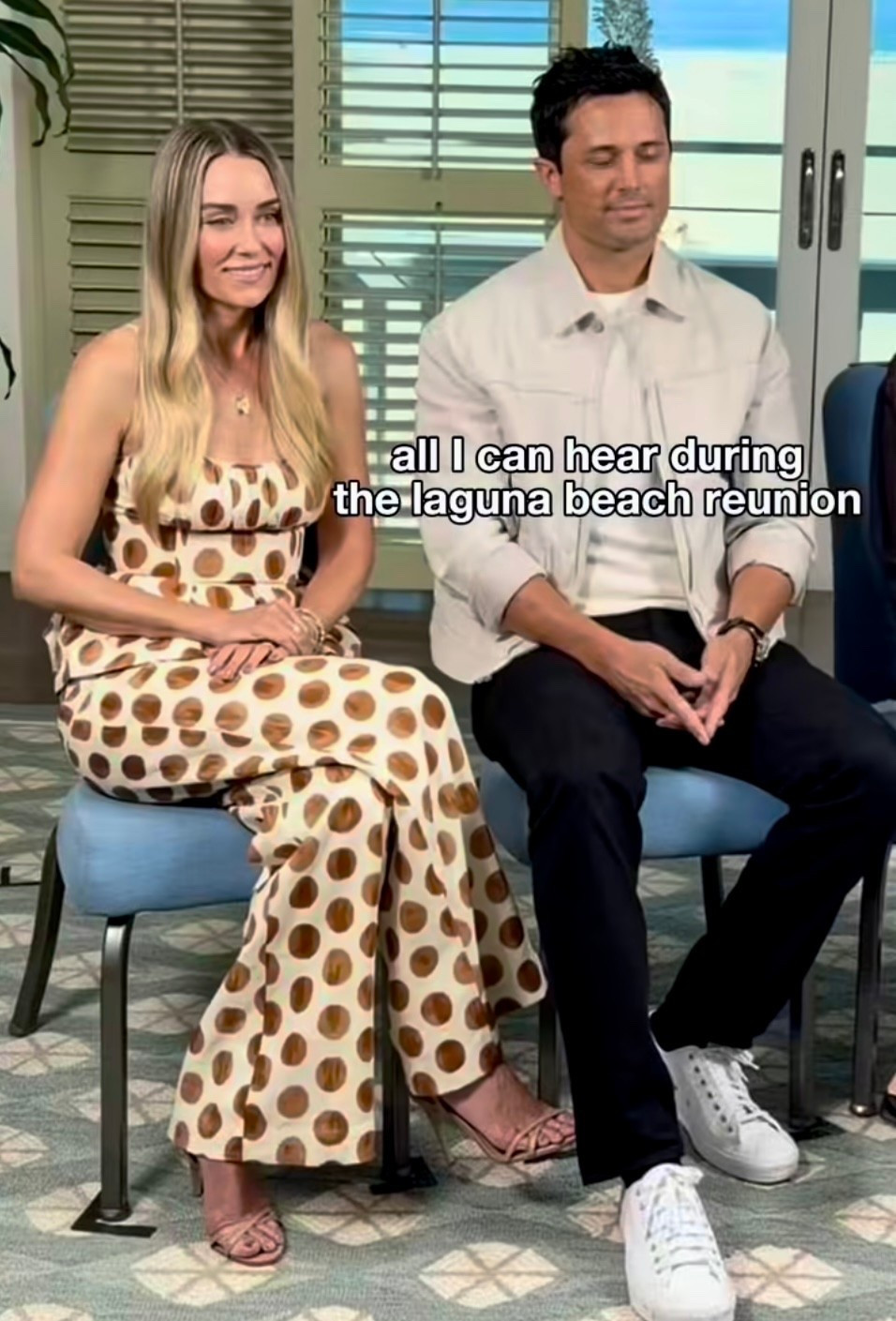 Lauren Conrad’s brown polka dot peplum top and pants?