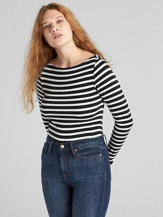 Modern Stripe Long Sleeve Boatneck T-Shirt | Gap US