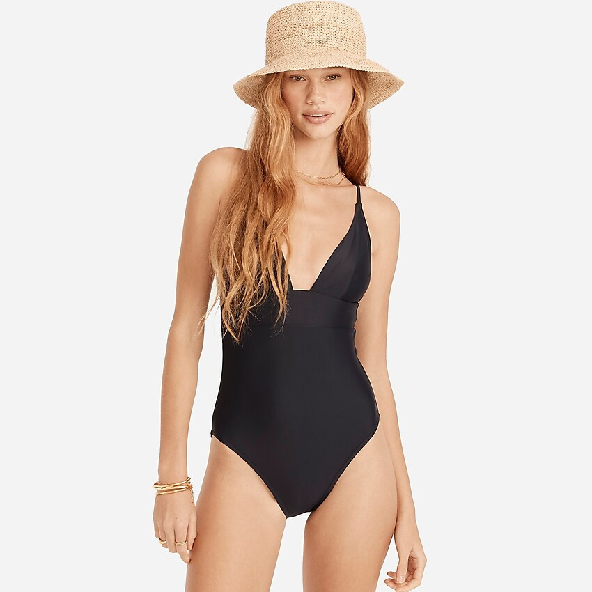 Long-torso deep V-neck french one-piece | J. Crew US