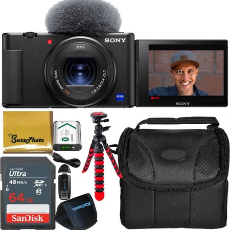 Sony ZV-1 Digital Camera (Black) with Starter Vlogging Kit. Includes: 64GB Extreme Memory Card + 12” | Walmart (US)