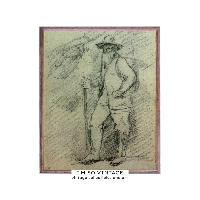 Old Man Portrait | Man Hiking Sketch | Neutral Print | PRINTABLE DIGITAL DOWNLOAD #264 | Etsy (US)