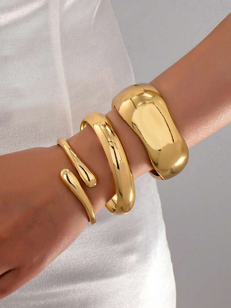3 piece gold bangles | SHEIN