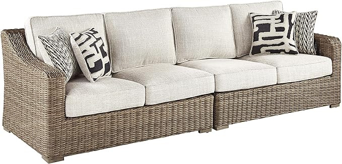 Signature Design by Ashley Beachcroft Outdoor Left & Right Arm Facing Wicker Patio Loveseats, Nuv... | Amazon (US)