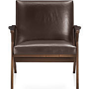 Cavett Leather Walnut Wood Frame Accent Chair + Reviews | Crate & Barrel | Crate & Barrel