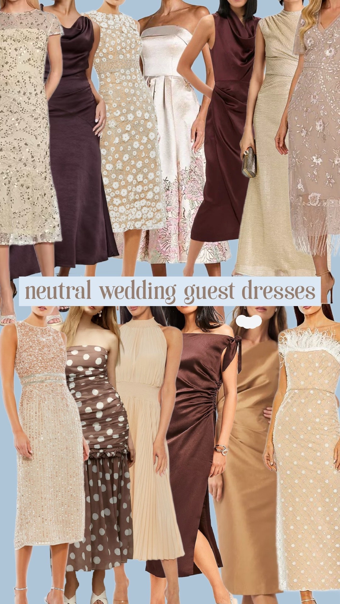 Neutral cocktail/wedding guest dresses 

#LTKOver40 #LTKWedding