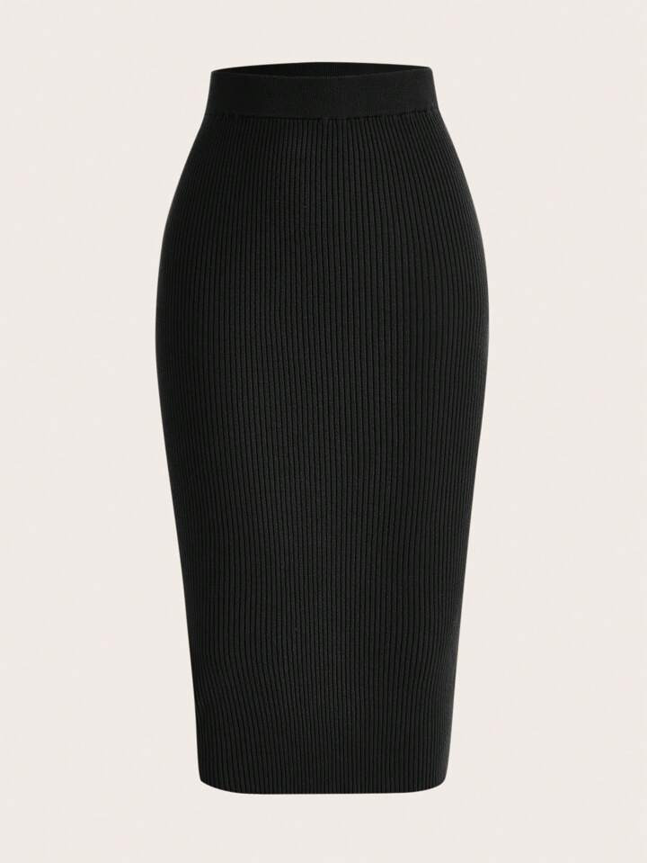 SHEIN EZwear Women's Elastic Waist Sweater Skirt | SHEIN