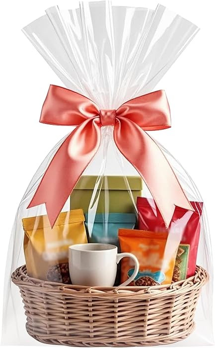 Morepack Cellophane Bags,16x24 Inch 20 Pcs Cellophane Wrap for Gift Baskets, Clear Basket Bags | Amazon (US)