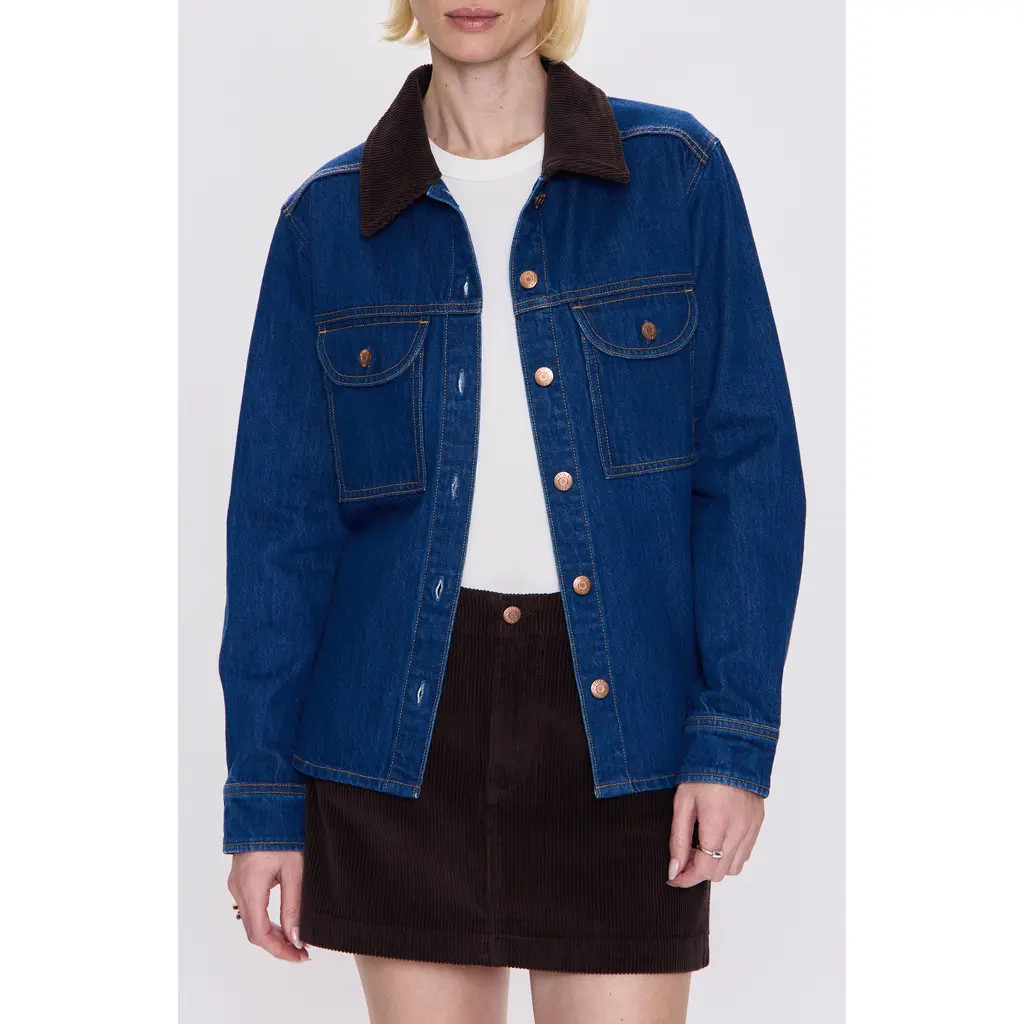 Pistola Corduroy Collar Denim Jacket in Infinity at Nordstrom Rack, Size Large | Nordstrom Rack