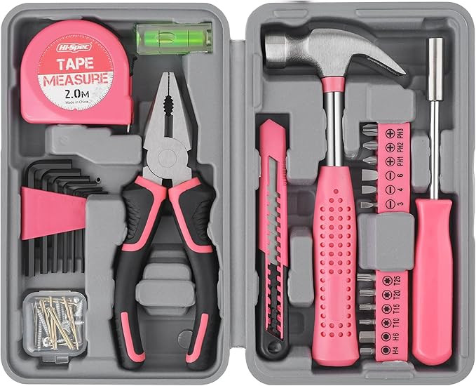 Hi-Spec Tool Set 25pc Pink Household DIY Tool Kit for Women. Small Mini Tool Box Set of Starter B... | Amazon (US)