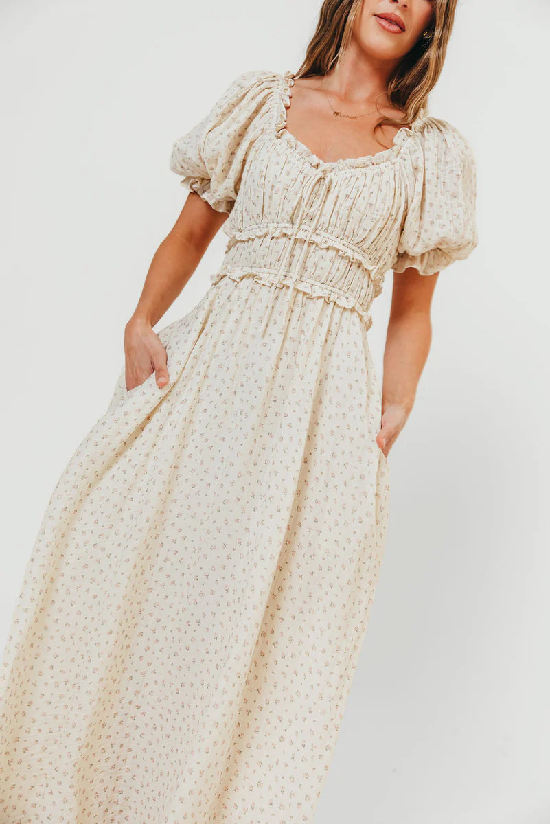 100% Cotton Sydnee Maxi Dress in Premium Blush Floral - Bump Friendly | Worth Collective