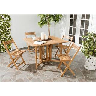 SAFAVIEH Arvin Teak Brown 5-Piece Wood Outdoor Dining Set | The Home Depot