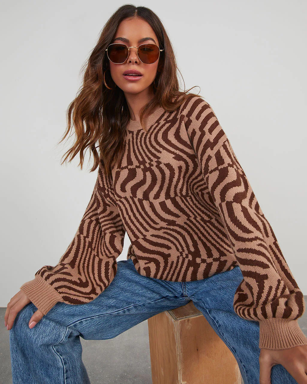 Dizzy Abstract Jacquard Knit Sweater | VICI