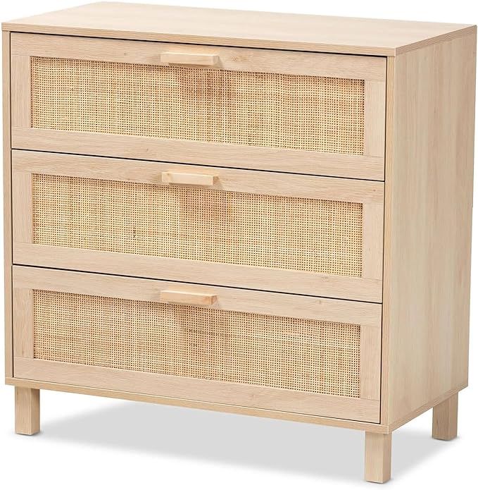 Baxton Studio Sebille Storage Cabinet, 3-Drawer, Light Brown | Amazon (US)