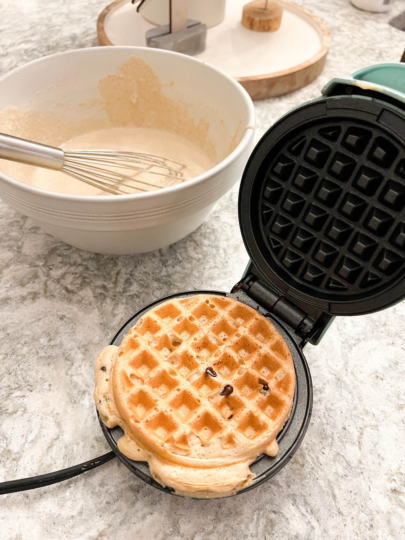 Weekends are for mini waffles… chocolate chip that is! We love our mini waffle maker - it makes the perfect size for kids! 🧇 

#LTKFamily #LTKKids #LTKHome
