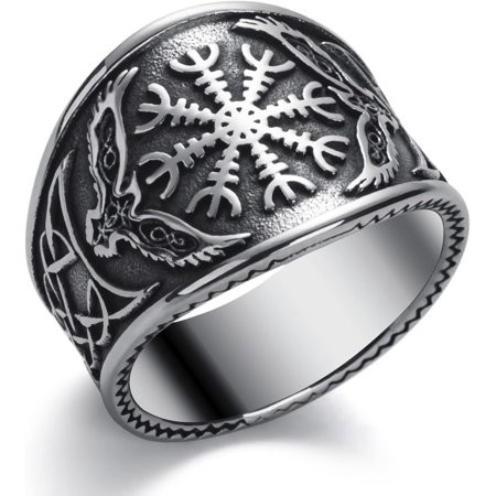 Viking Men S Ring Norse Viking Raven Runes Vegvisir Compass Amulet Ring Jewelry Men Women Boys Size 7-13 | Walmart (US)