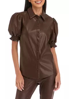 Crown & Ivy™ Women's Vegan Leather Top | Belk