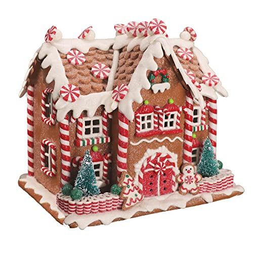 KPCB Gingerbread House Decorations - Gingerbread Decor 8.7 inches - Classic Christmas Village Figurines with Detailed Handcrafted Elements - Table Centerpiece Cookie Holiday Decor | Amazon (US)