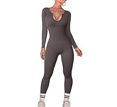 OQQ Women Yoga Jumpsuits Workout Ribbed One Piece Long Sleeve Exercise Sport Jumpsuits | Amazon (US)