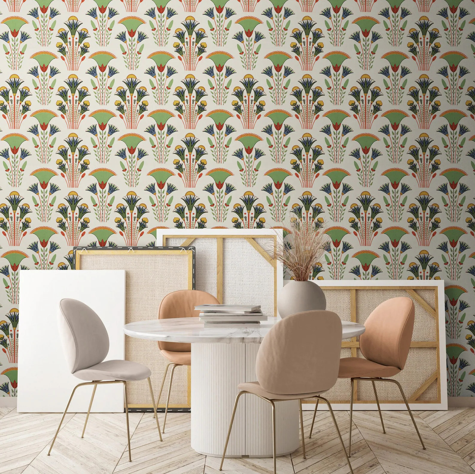 Lotus Flower Wall Paper Art Nouveau Wallpaper Peel & Stick | Etsy | Etsy (US)