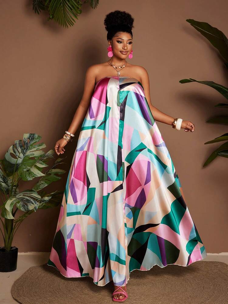 Plus Size Elegant Vacation Floral Print Maxi Wrap Dress | EIN USA | SHEIN
