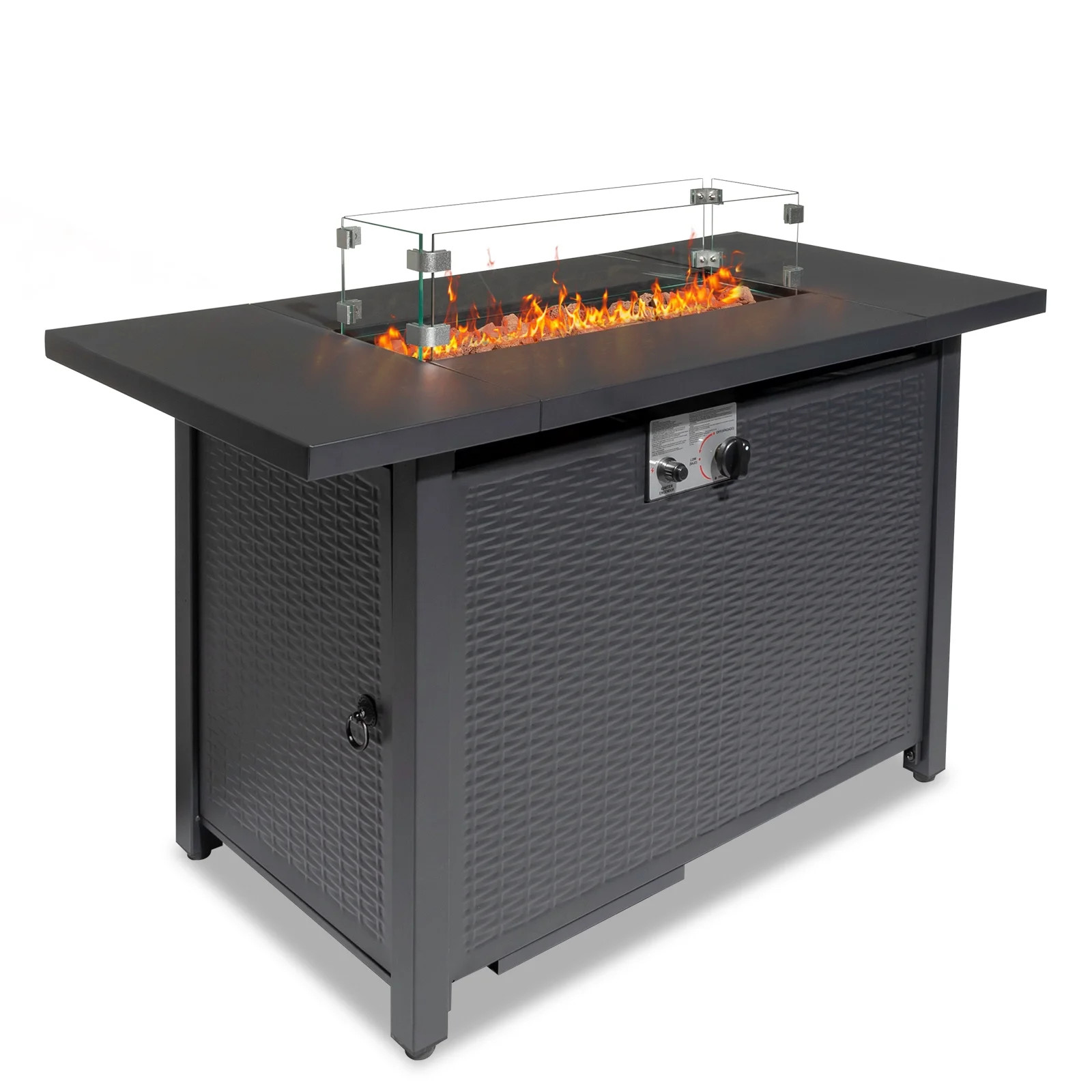 43" Propane Fire Pit with Wind Guard, 50,000 BTU Auto-Ignition Fire Pit Table, Outdoor Fire Pit w... | Walmart (US)