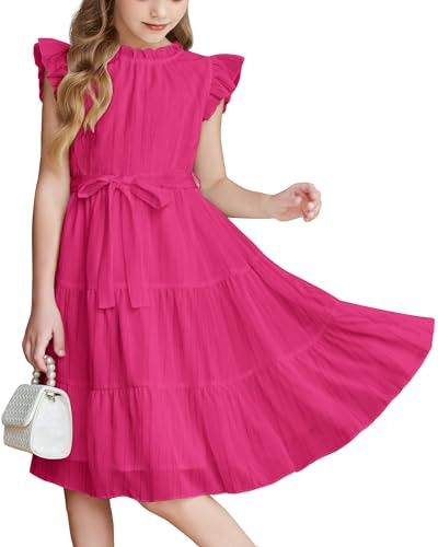 Arshiner Girls Formal Dress Summer Party Birthday Special Occasion Flowy DressesHot Pink Size 7-8 | Amazon (US)