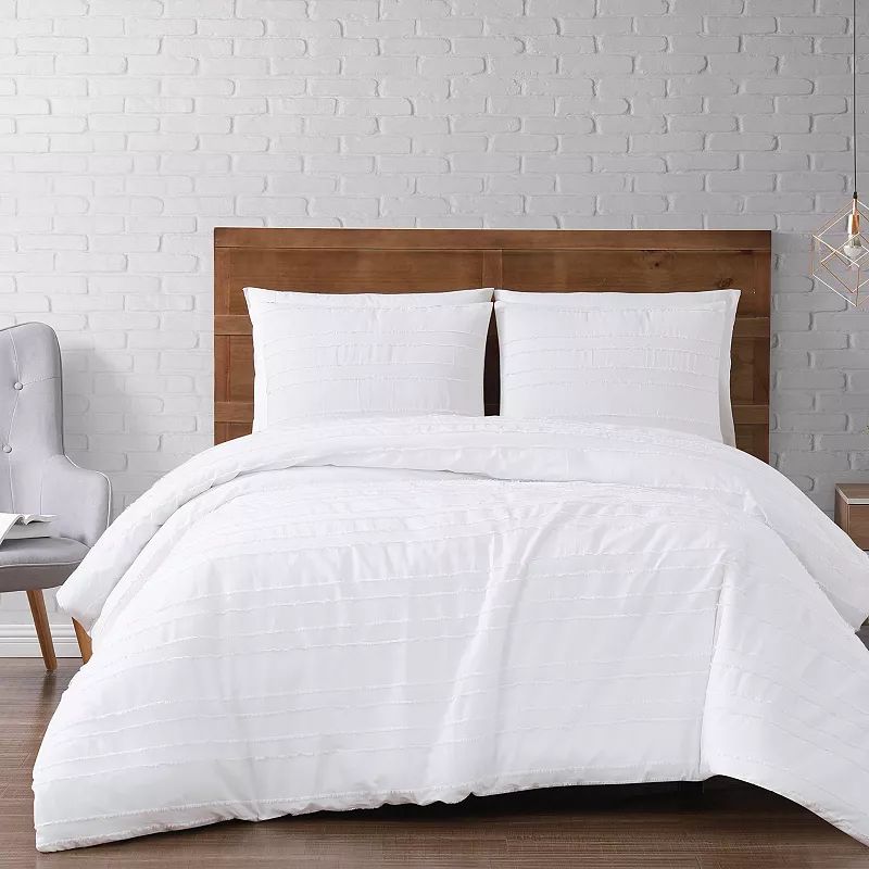 Brooklyn Loom Carlisle Stripe 3 Piece White Duvet Cover Set, Full/Queen | Kohl's