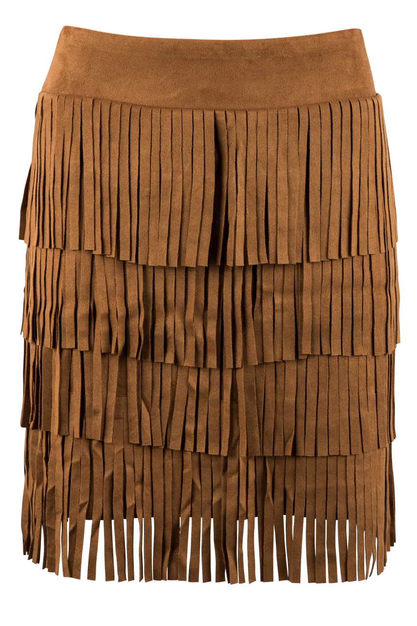 W.A.Y. Faux Suede Fringe Western Skirt | Pinto Ranch | Pinto Ranch