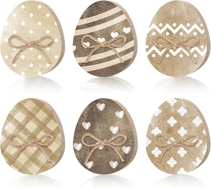 6 Pcs Easter Bunny Table Wooden Signs Bunny Shaped Farmhouse Decor with Rope Easter Egg Decor Eas... | Amazon (US)