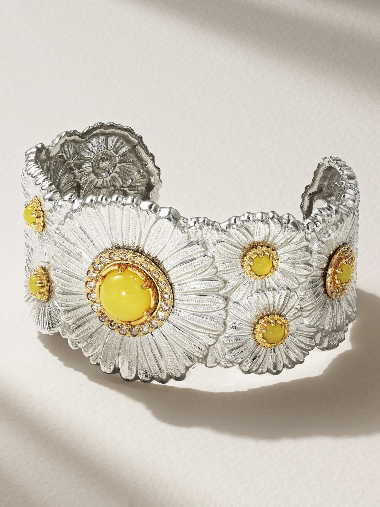 Buccellati - Blossoms Daisy Sterling Silver And Gold Vermeil, Agatha And Diamond Cuff - M | NET-A-PORTER (US)