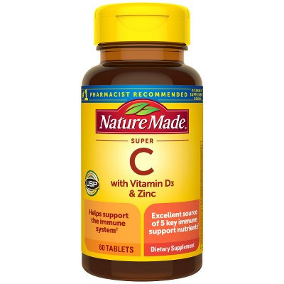 Nature Made Super C with Vitamin D3 and Zinc, Dietary Supplement for Immune Support, 60 Tablets, 60 Day Supply | Target