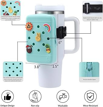 HCVUINL Silicone Water Bottle Pouch with 5 Charms, Water Bottle Handheld Caddy For Quencher Adven... | Amazon (US)