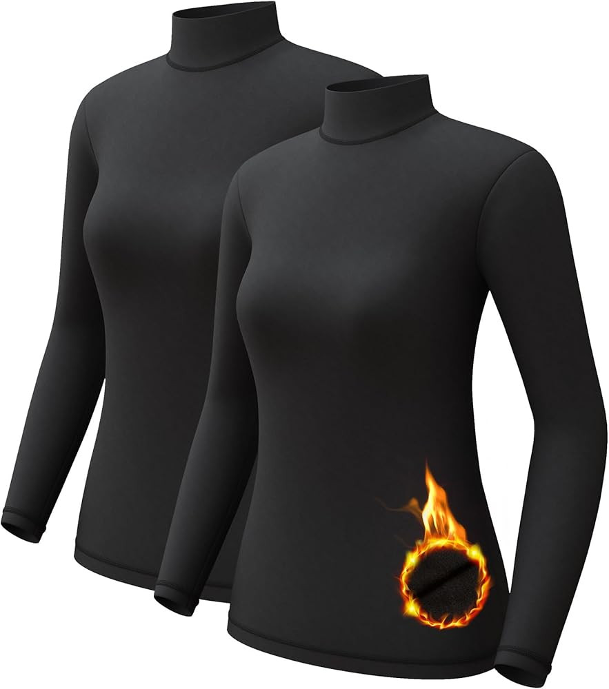 CL convallaria Turtleneck Thermal Underwear Shirts Women Fleece Lined Base Layer Tops Long Sleeve... | Amazon (US)