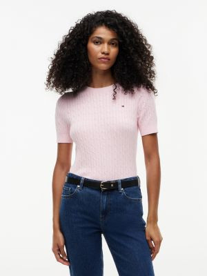 Short-Sleeve Cable Knit Sweater | Tommy Hilfiger | Tommy Hilfiger (US)