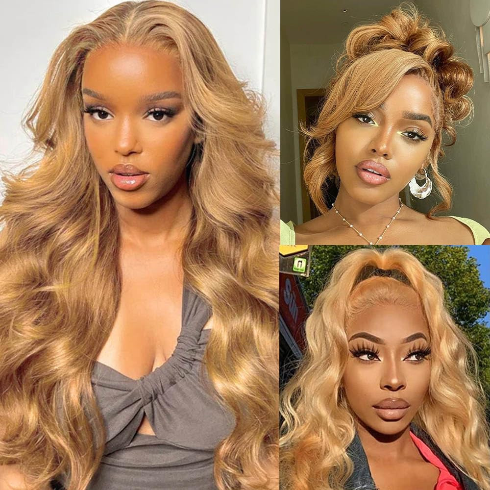 Honey blonde wig human hair:13x4 blonde lace front wig human hair pre plucked bleached knots,natu... | Amazon (US)