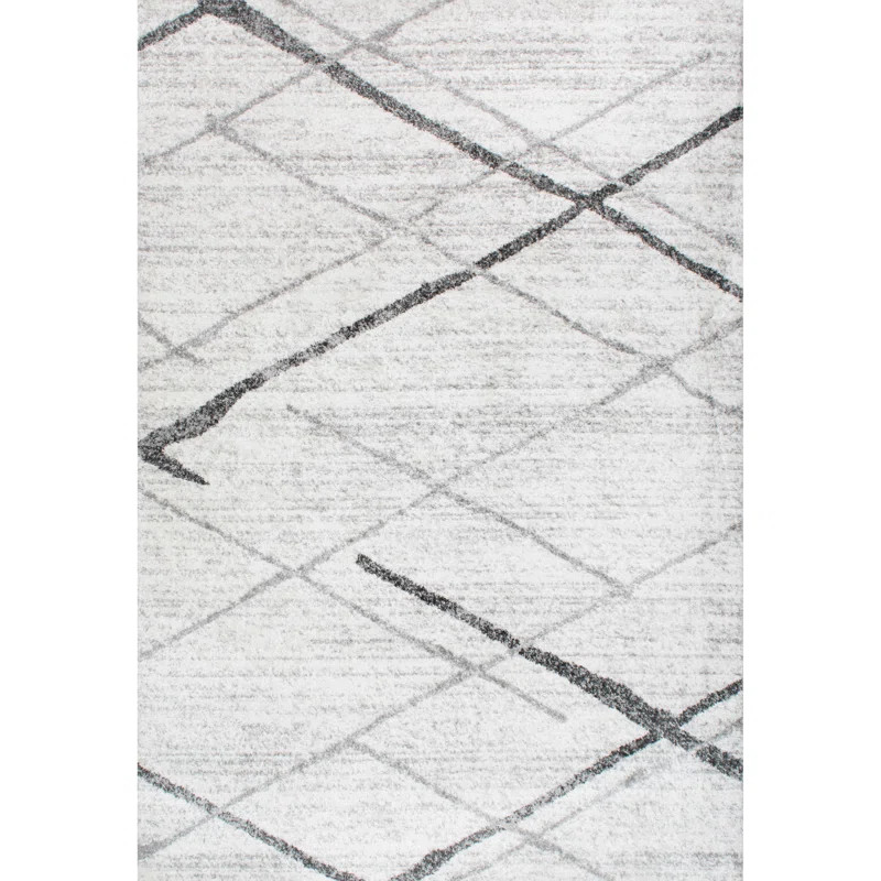 Amii Abstract Stripe Contemporary Ivory/Gray/Charcoal Area Rug | Wayfair North America