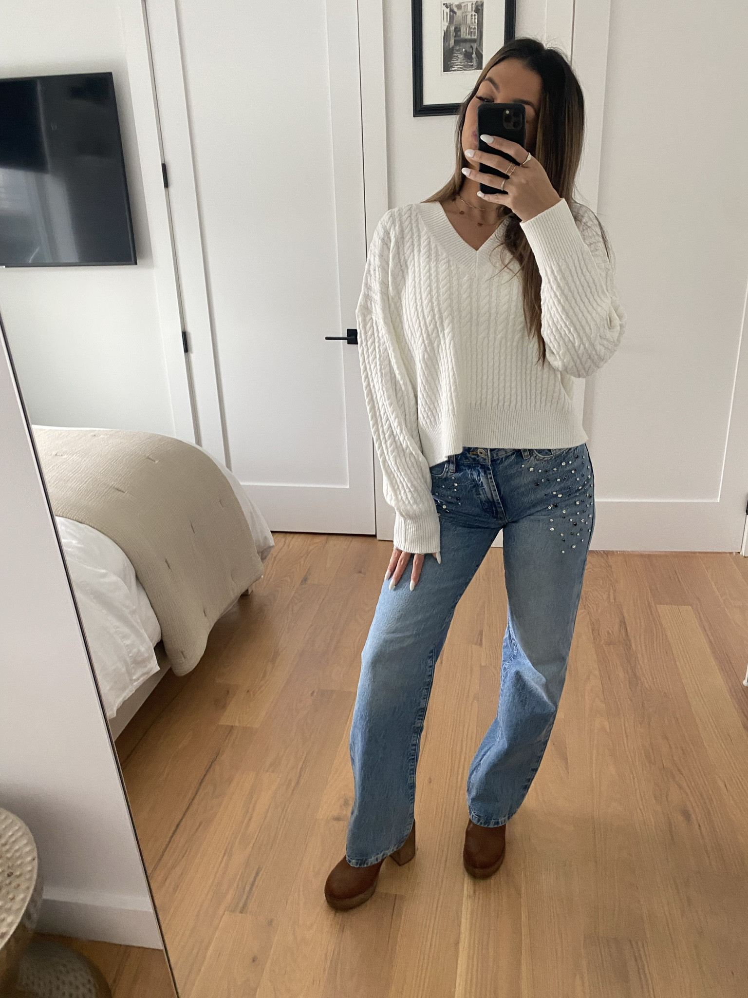 Thanksgiving outfit ! 
Brunch outfit , fall outfit 
Sweater , wide leg jeans & chunky brown heels from yellow box ! 

#LTKworkwear #LTKHoliday #LTKSeasonal