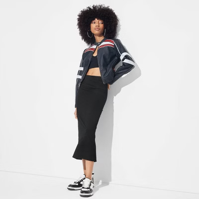 Women's Mid-Rise Rib-Knit Column Maxi Skirt - Wild Fable™ Black M | Target