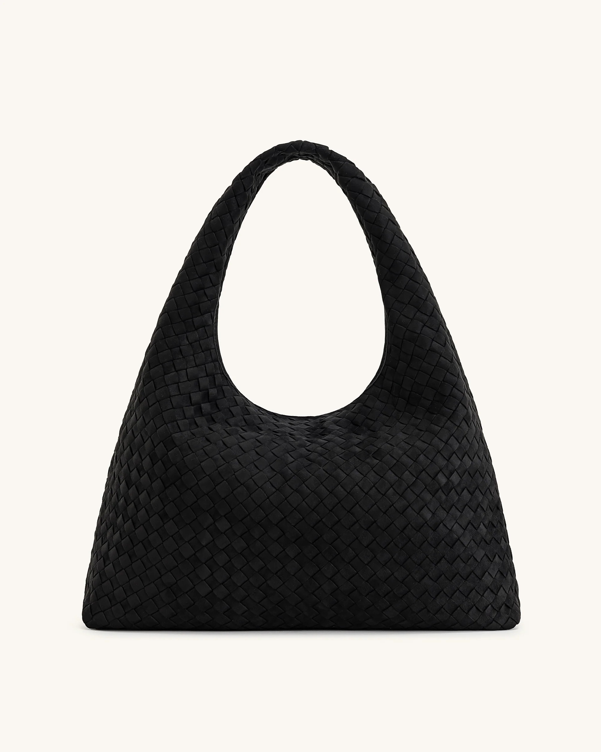 Iaura Faux Suede Woven Shoulder Bag - Black | JW PEI US