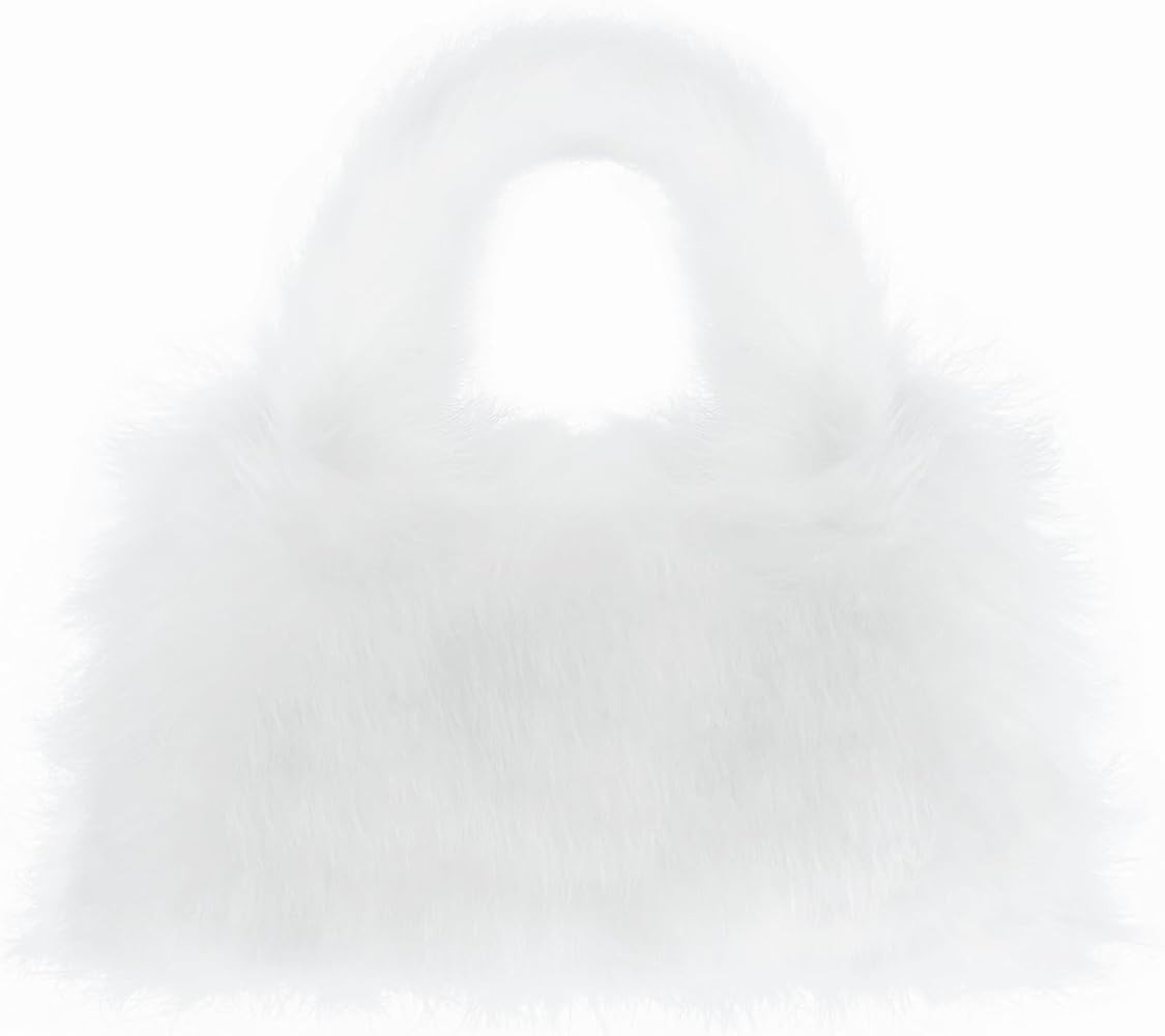 HAOAN Trendy Faux Fur Handbag Purse Furry Hobo Bag Fuzzy Tote Bag for Women | Amazon (US)