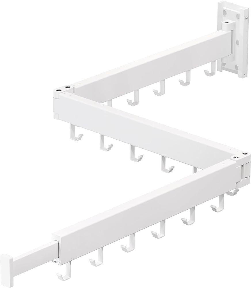 ZdwCyl Clothes Drying Rack,Laundry Space Saver Wall Mounted,Retractable,Collapsible(Tri-Fold), Wh... | Amazon (US)