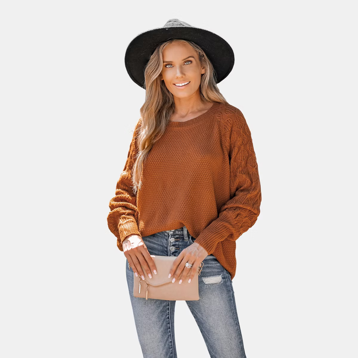 Women's Pumpkin Spice Color Textured Knit Sweater - Cupshe | Target
