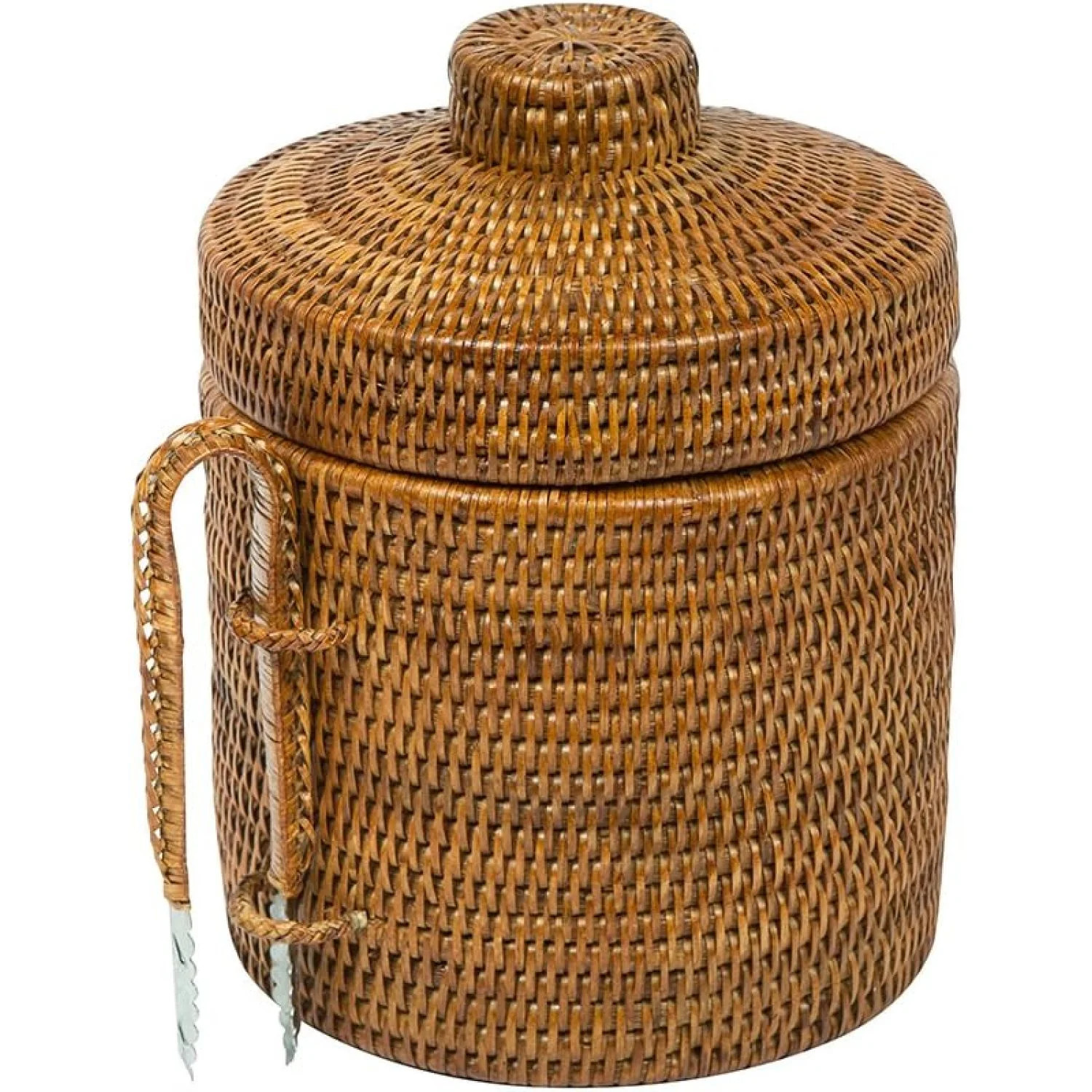 La Jolla Rattan Ice Bucket with Ice Tongs, Brown - Walmart.com | Walmart (US)