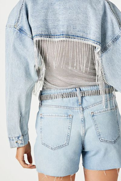 Rhinestone-Fringe Denim Jacket | Forever 21 (US)
