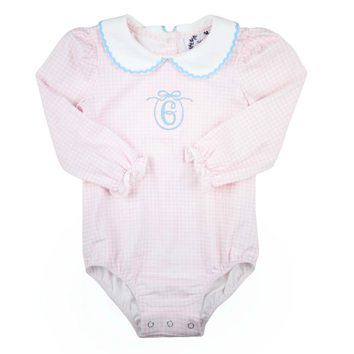 Pink Gingham RicRac Collar Bubble | The Bella Bean