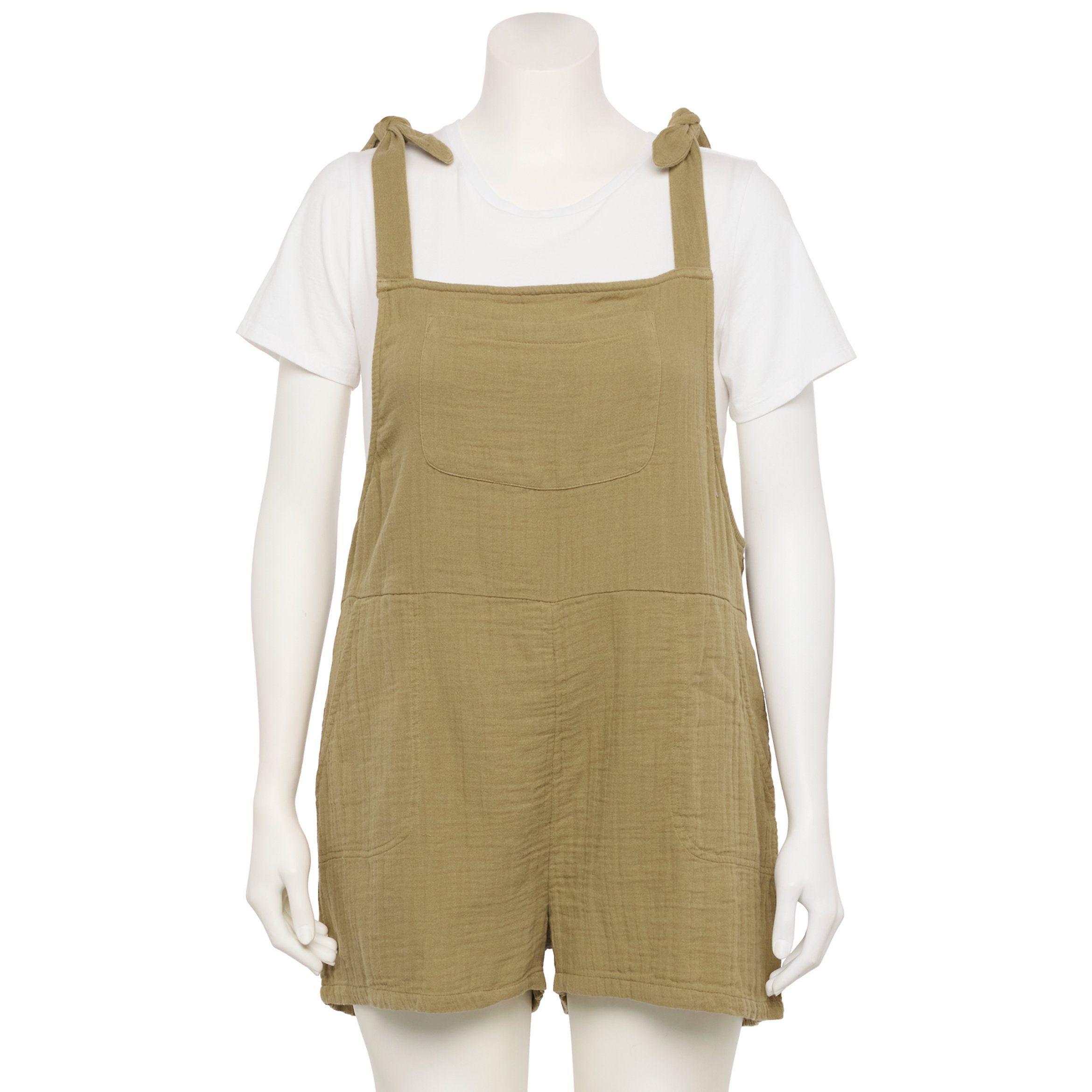 Juniors' Plus Size SO® Shoulder-Tie Shortalls | Kohl's