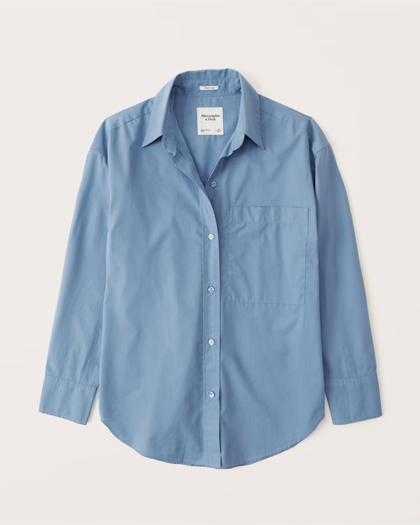 Women's Oversized Poplin Button-Up Shirt | Women's Tops | Abercrombie.com | Abercrombie & Fitch (US)