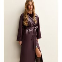 Women's Burgundy Faux Leather Trench Coat New Look | New Look (UK)