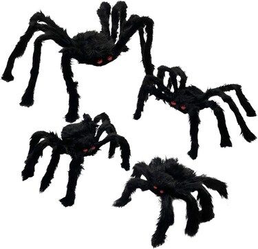 4 Pack Halloween Spiders Giant Fake Scary Hairy Spider for Halloween Decorations Outdoor Hallowee... | Michaels Stores